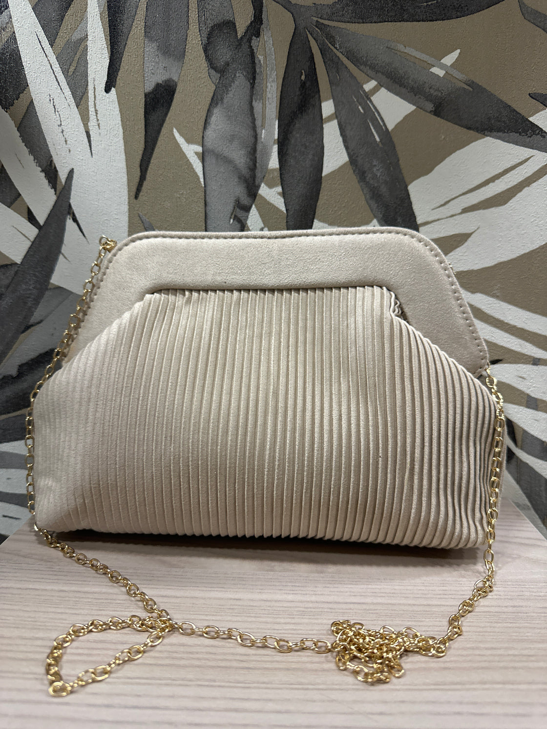 Pochette righe camoscio