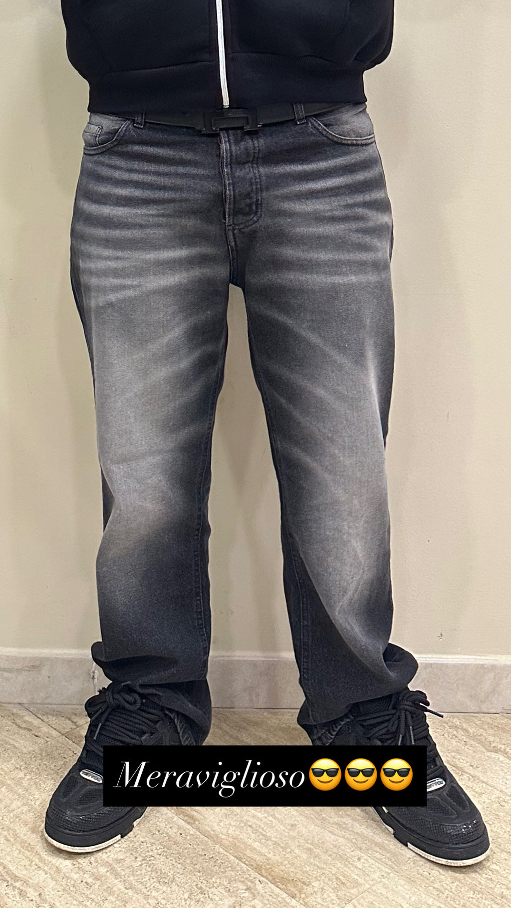 Jeans nero sfumato grigio