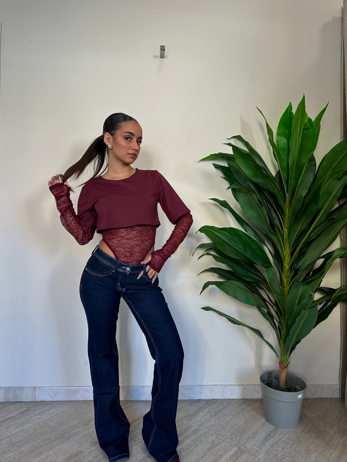 Jeans vita bassa scuro