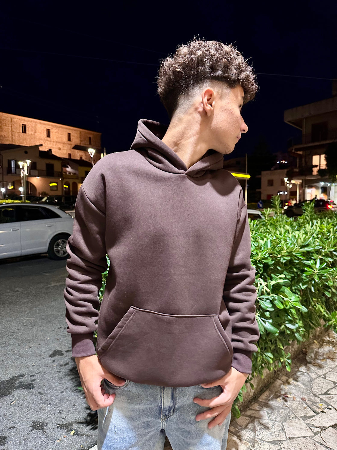 Felpa boxy fit marrone