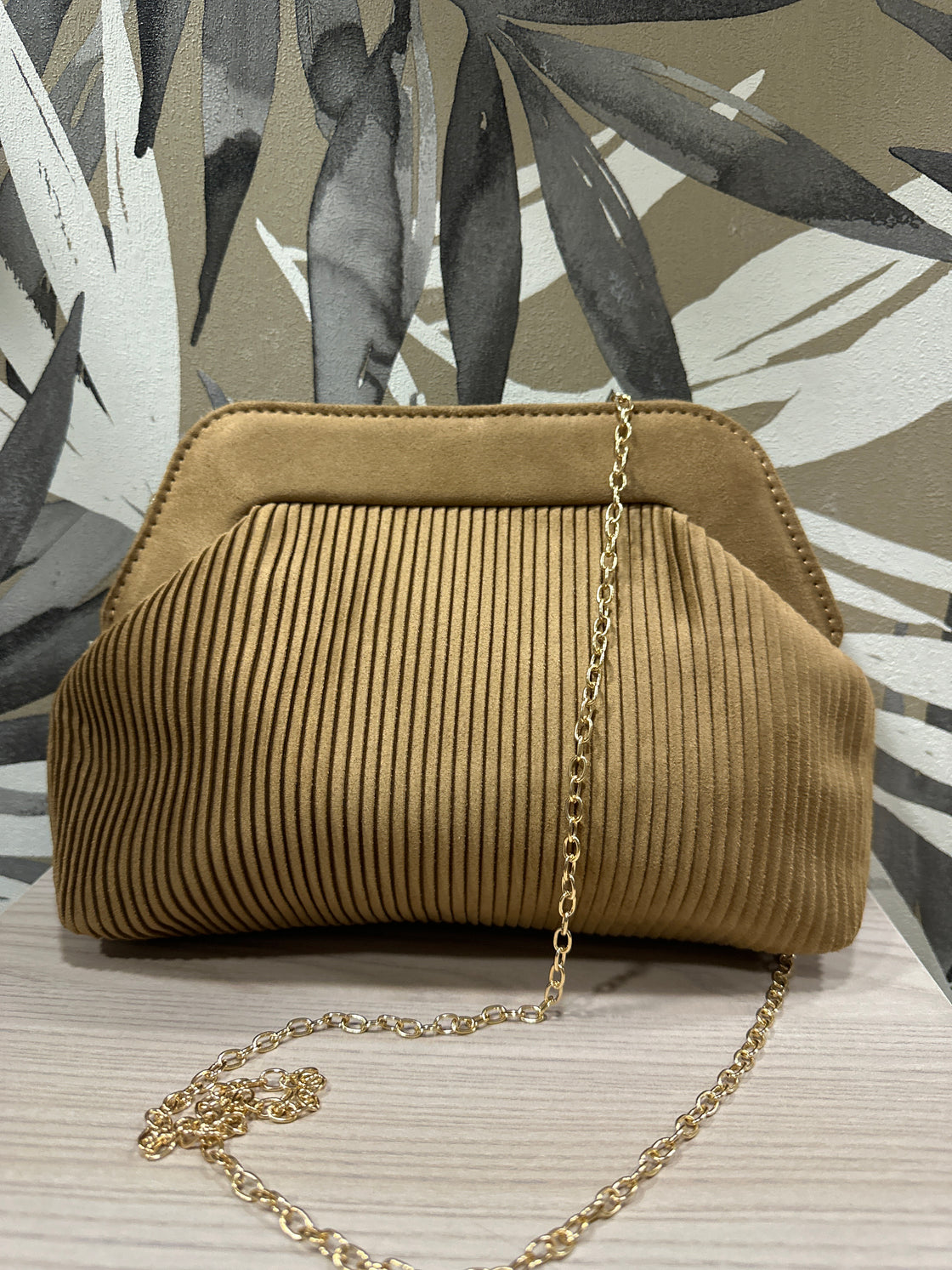 Pochette righe camoscio