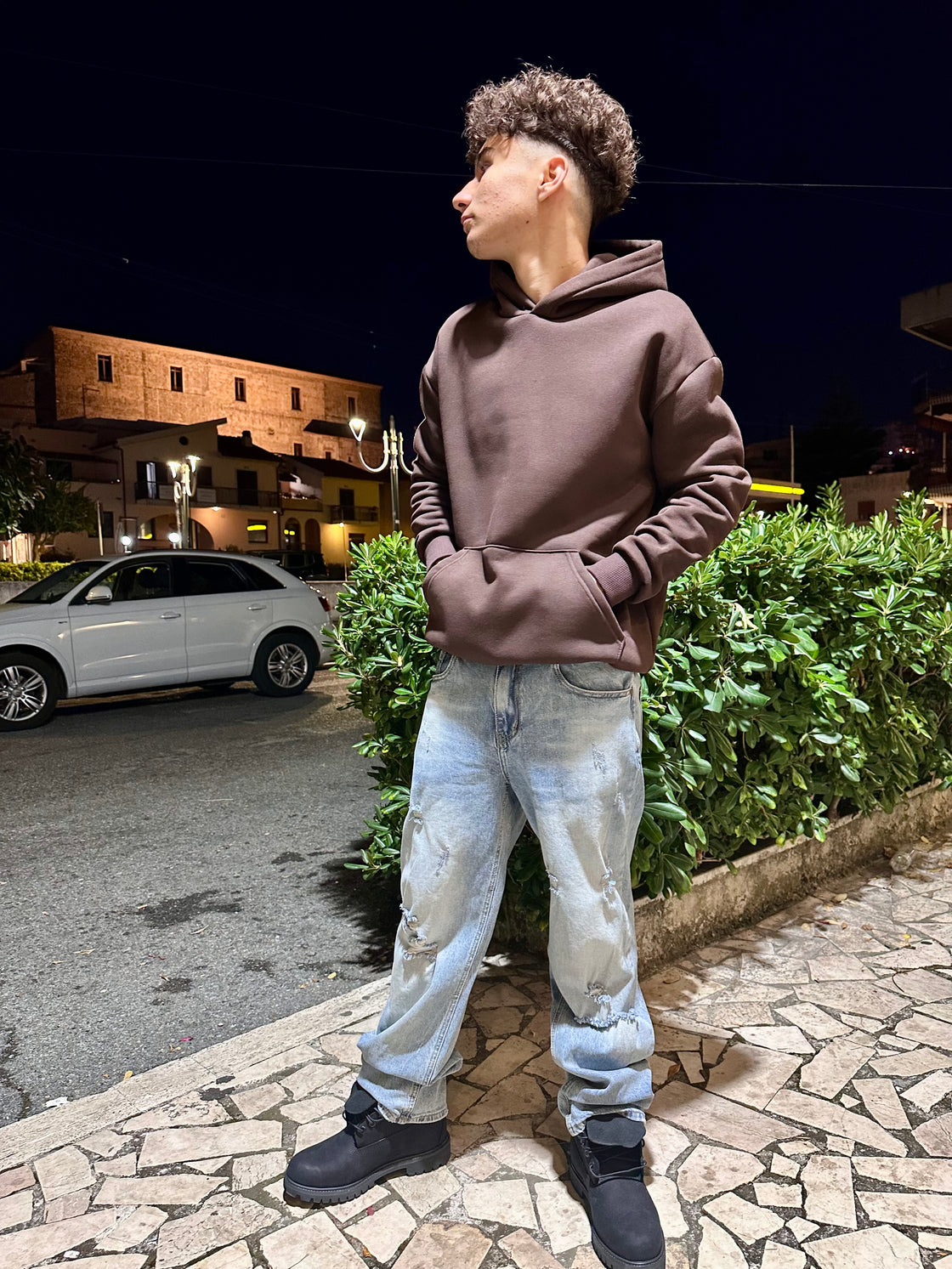 Felpa boxy fit marrone