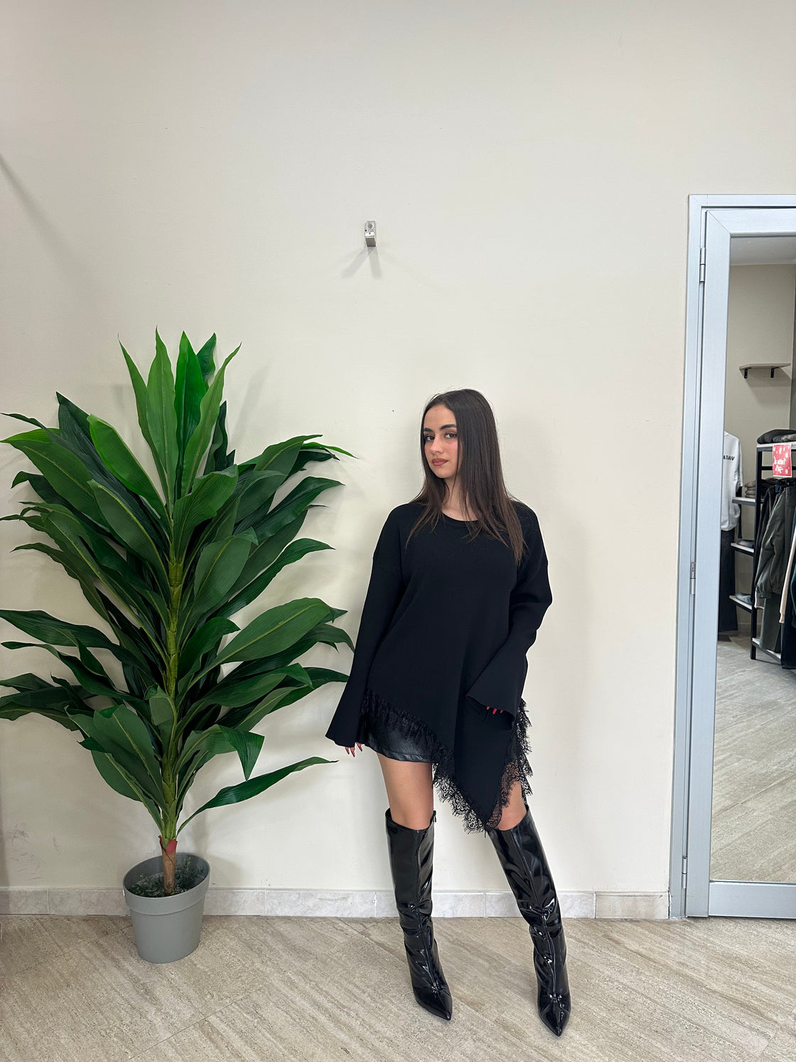 Maglia vestito dettagli pizzo